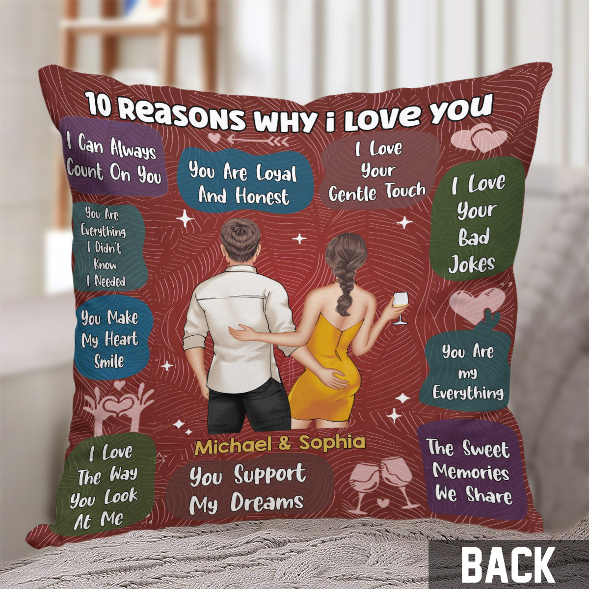 10 Reasons I Love You - Personalized Couple Throw Pillow