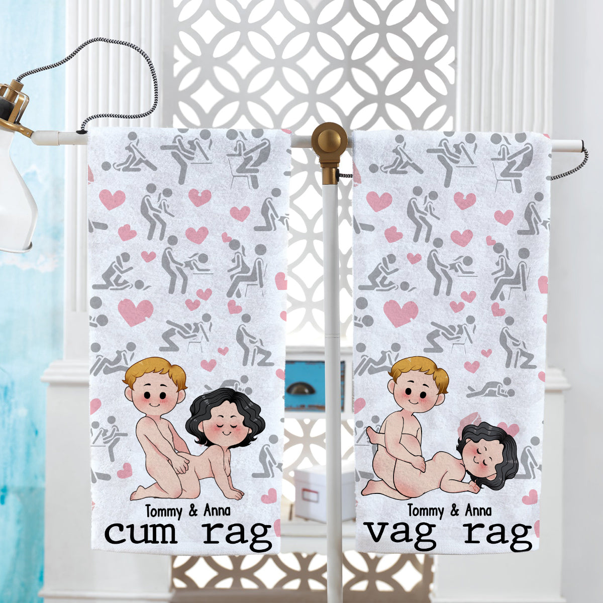 Serviette personnalisée pour couple Cum Rag
