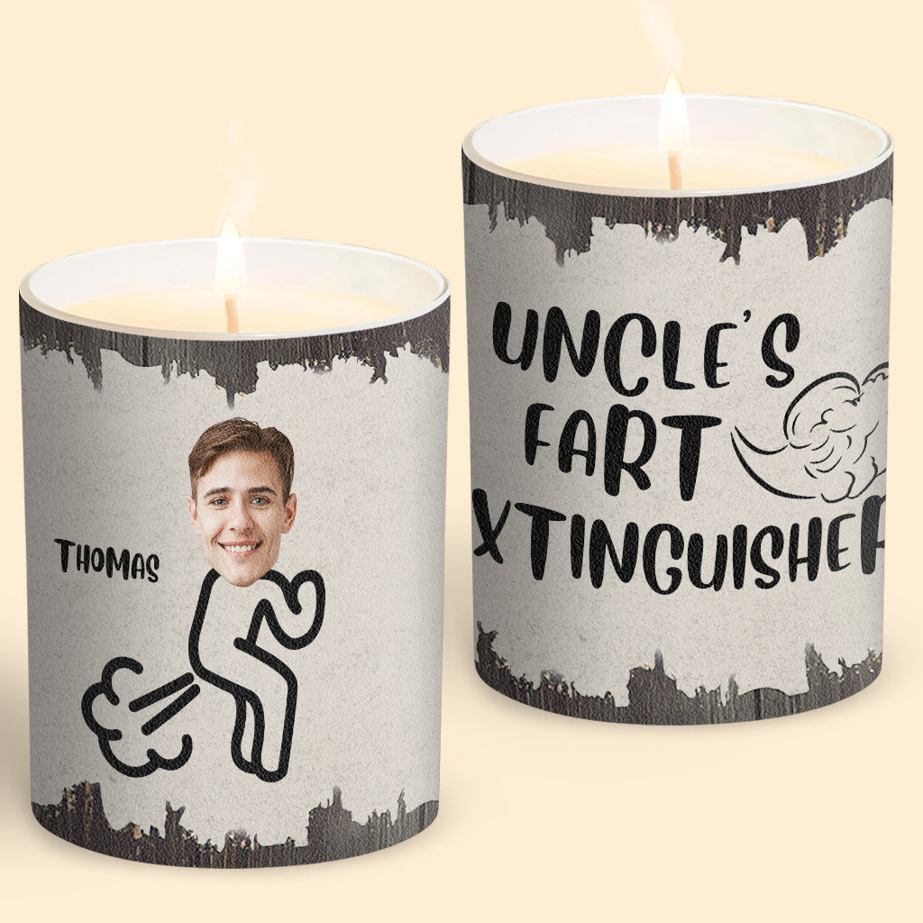 Extincteur de pets - Cadeau pour papa, grand-mère, grand-père, maman, oncle, tante, fils, fille, frère, sœur, petite-fille, petit-fils, mari, femme, petit ami, petite amie, ami - Bougie personnalisée avec couvercle en bois