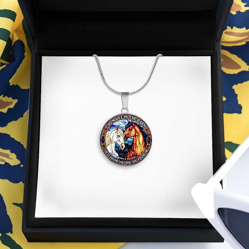 So Many In The Barn - Horse gift for husband, wife, boyfriend, girlfriend - Personalized Round Pendant Necklace
