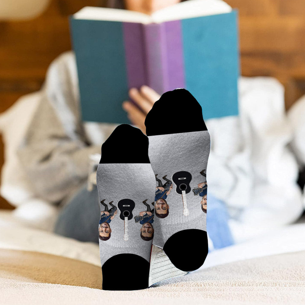 Let's Rock - Cadeau guitare pour mari, lui, petit ami, père, fils - Chaussettes personnalisées