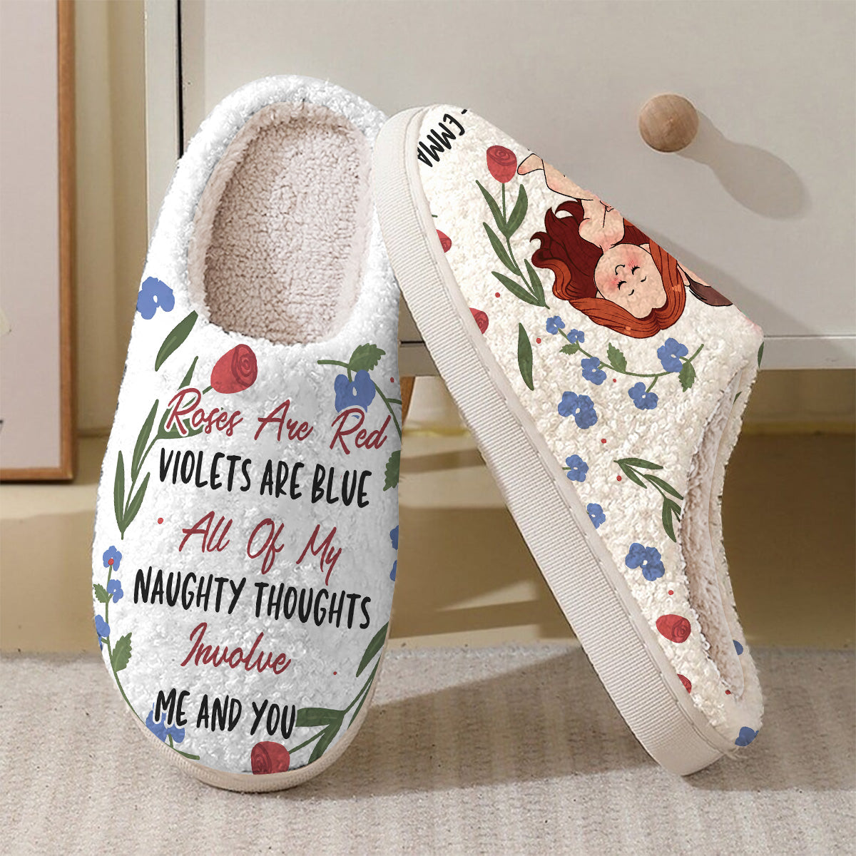 Roses Are Red - Personalized Couple Slippers