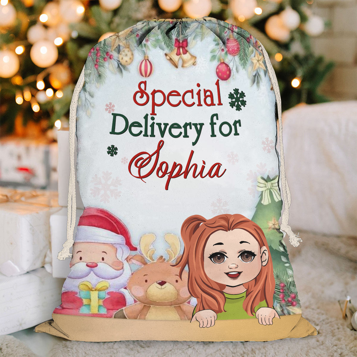 Livraison spéciale - Sac fourre-tout familial personnalisé à cordon