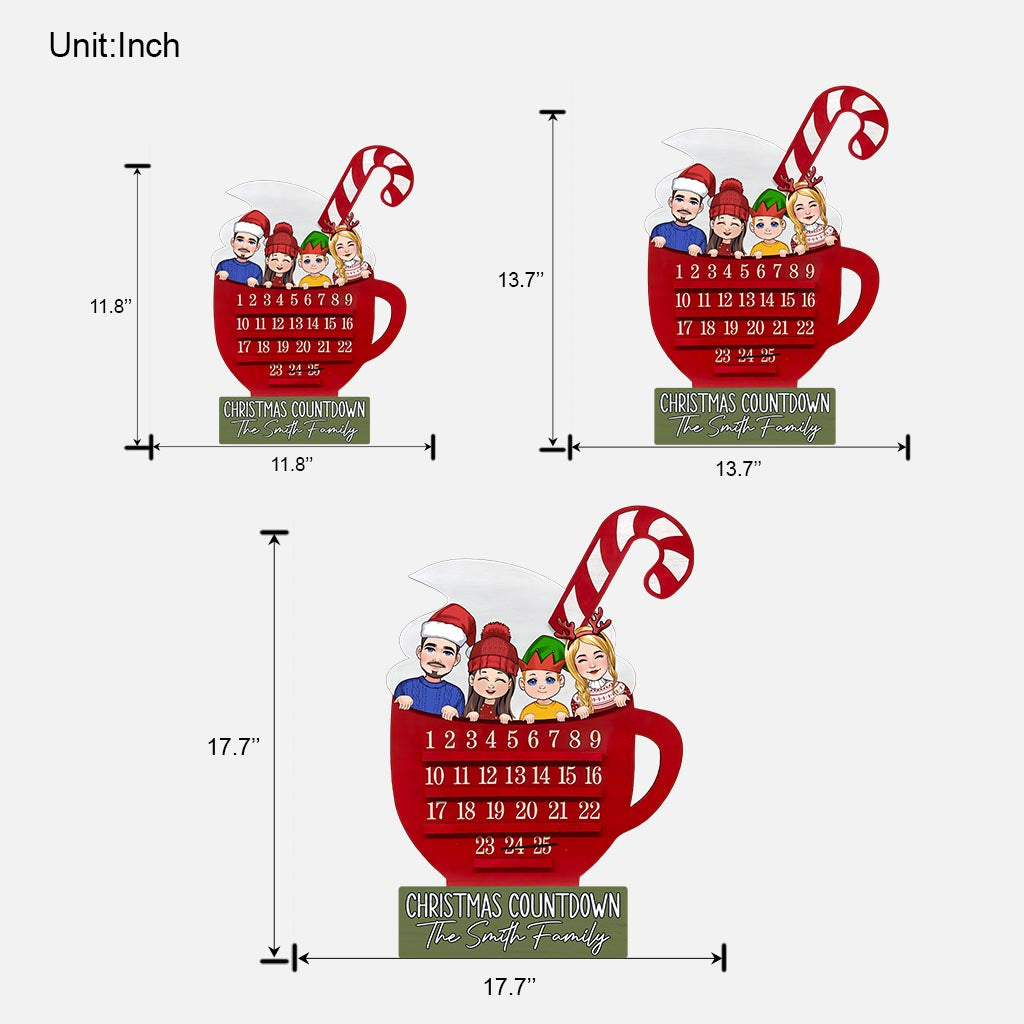 Compte à rebours de Noël - Panneau en bois personnalisé pour la famille
