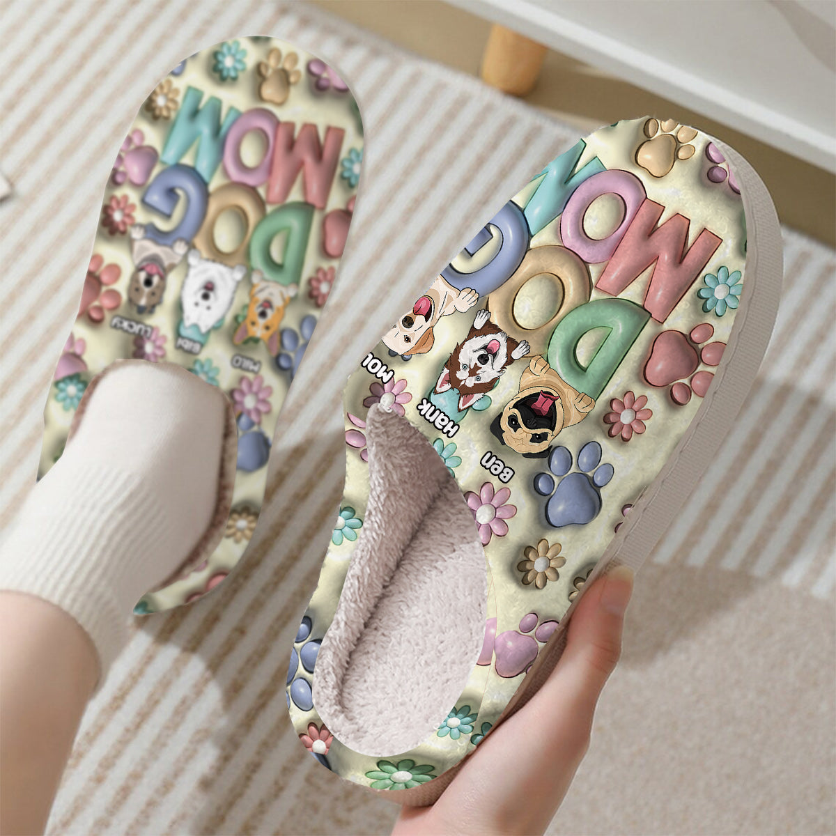 Maman de chien - Pantoufles personnalisées pour chien