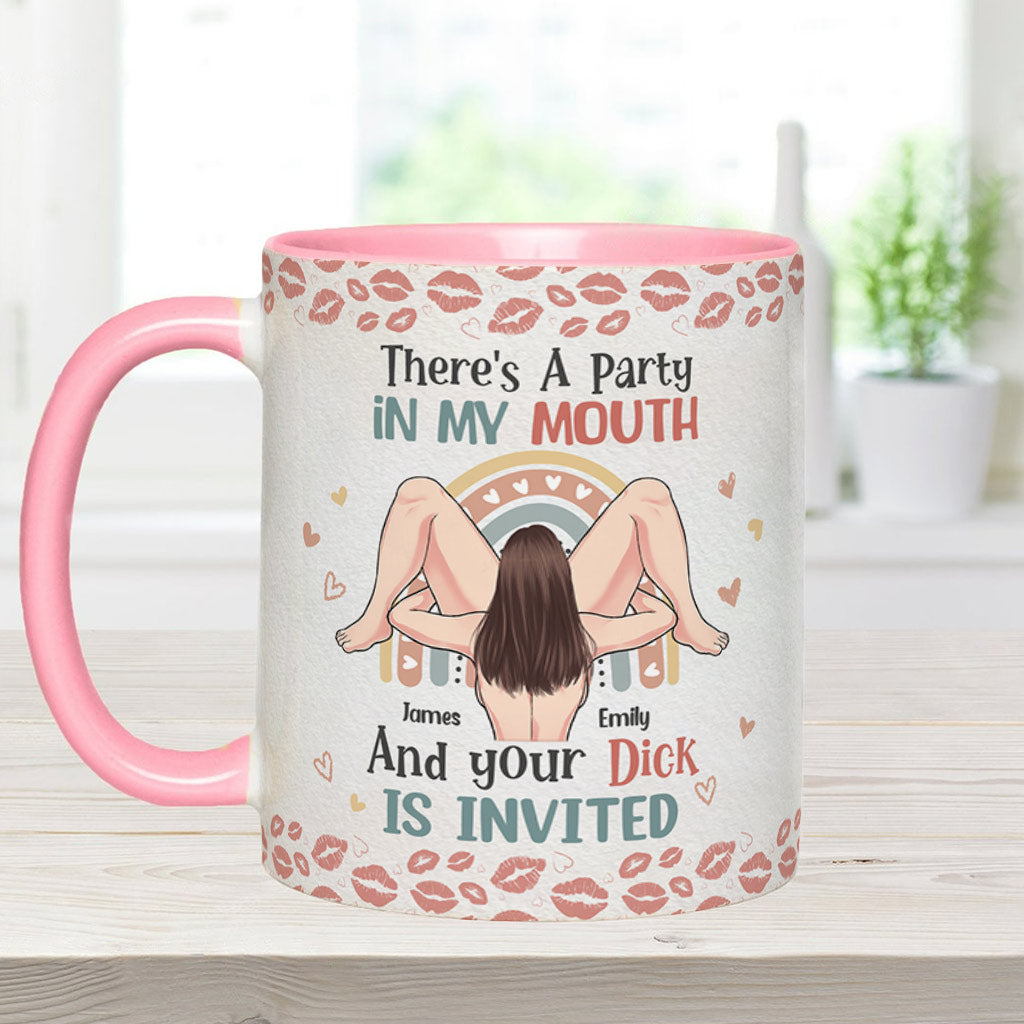 « J’ai la fête dans la bouche » - Mug personnalisé pour couple