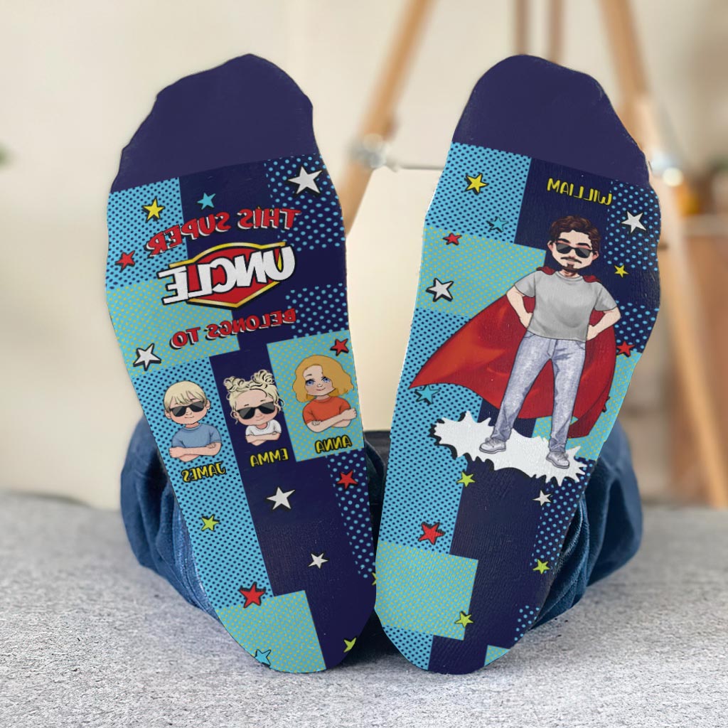 Super Papa - Cadeau pour papa, grand-père, oncle, frère - Chaussettes personnalisées