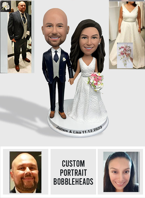 Cadeau de mariage pour les mariés - Figurine à tête branlante personnalisée