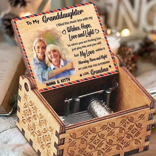 To My Granddaughter Daughter Mom Grandma Husband Wife - Personalized Grandma Hand Crank Music Box