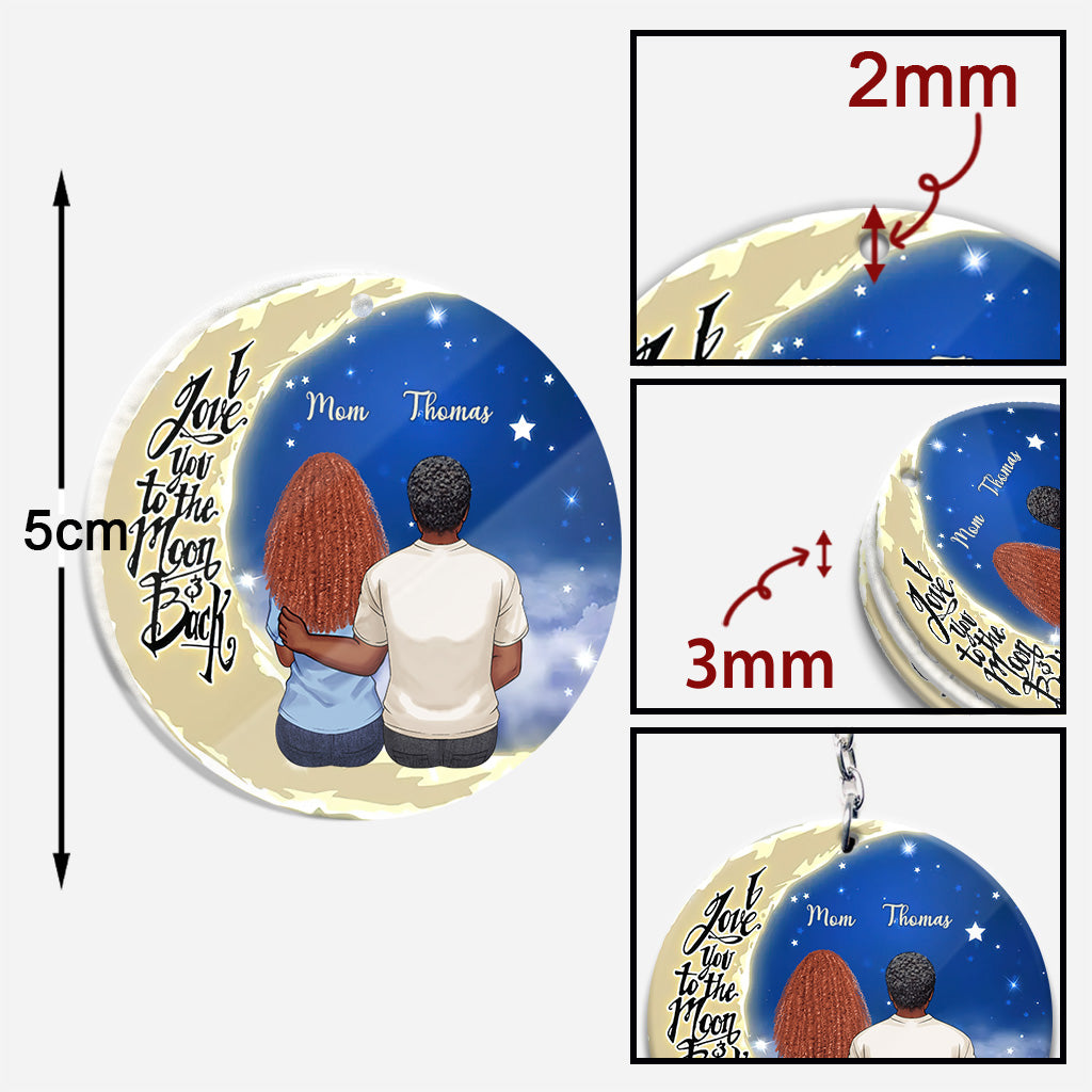 Aller et revenir de la Lune - Cadeau pour grand-mère, maman, papa, grand-père - Porte-clés personnalisé