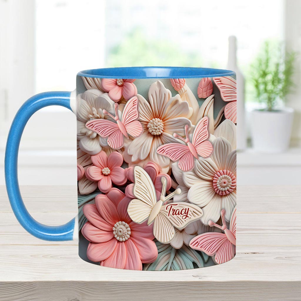 Mug personnalisé à motif papillon - Papillons et fleurs