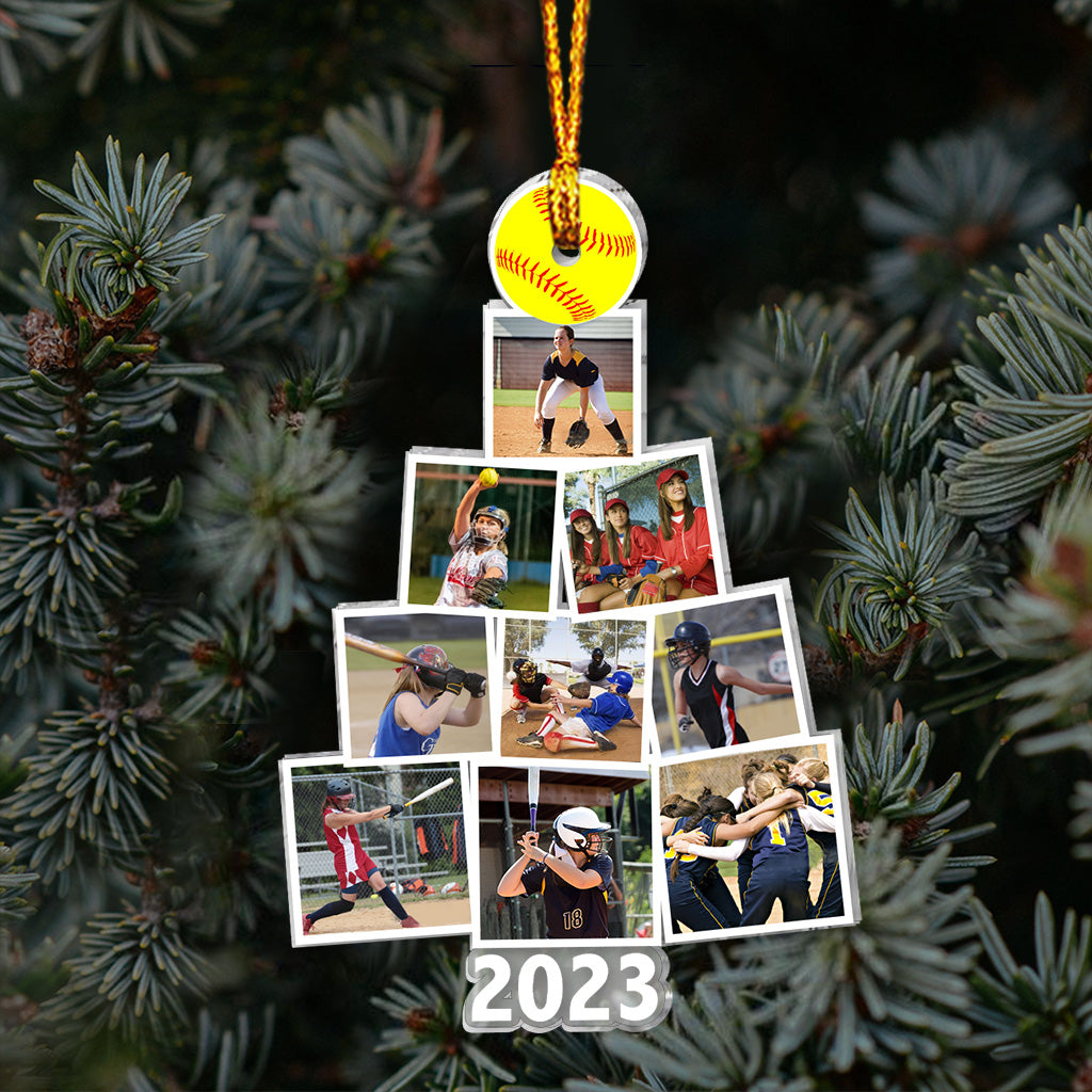 Joyeux Noël - Ornement transparent personnalisé en forme de balle de softball