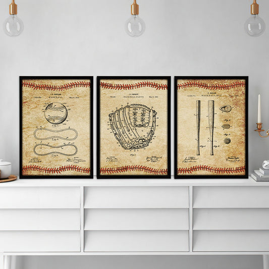 Vintage Baseball Art Baseball Poster & Canvas Set