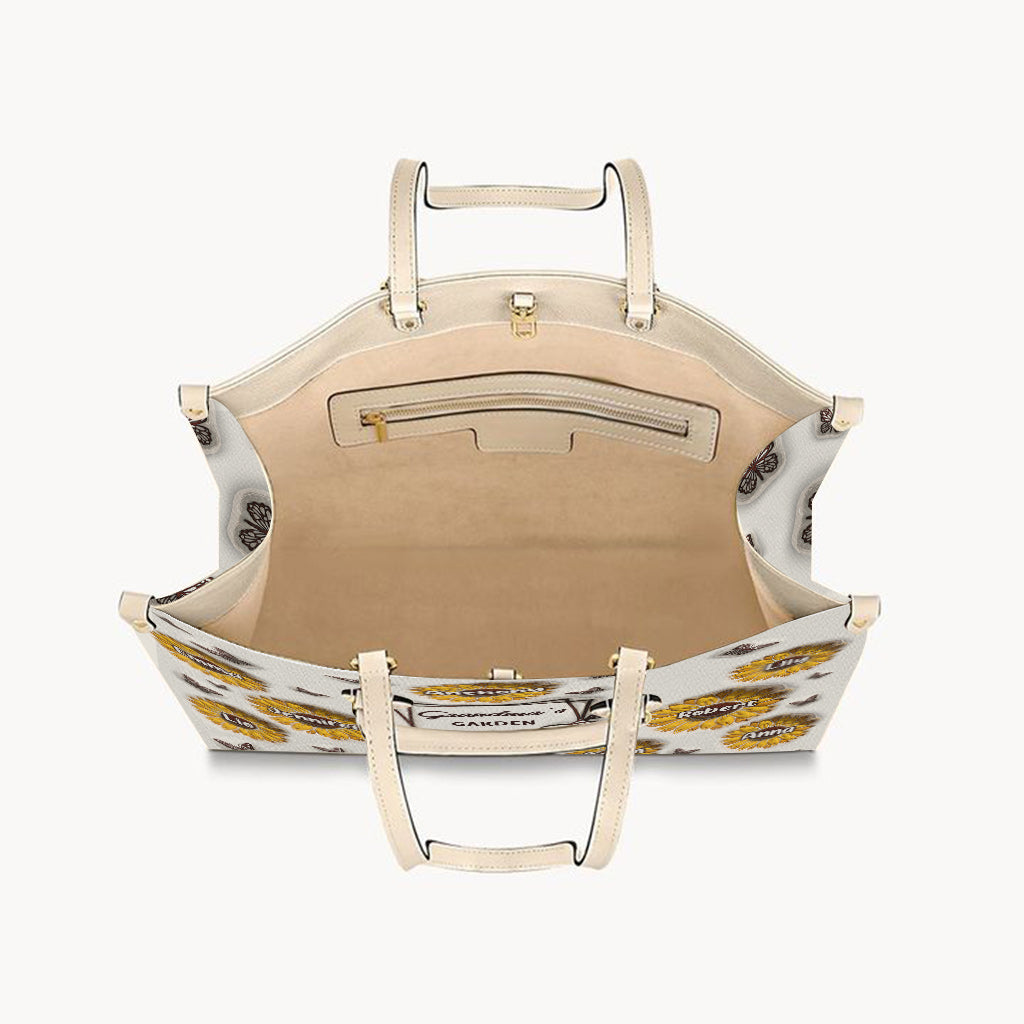 Le jardin de tournesols de grand-mère - Cadeau pour grand-mère - Sac à main en cuir personnalisé