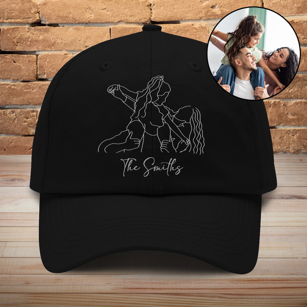 Casquette classique brodée personnalisée avec photo et motif familial