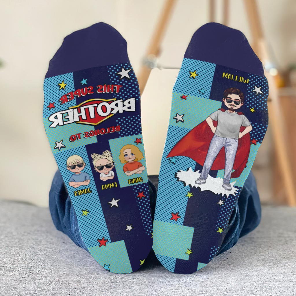 Super Papa - Cadeau pour papa, grand-père, oncle, frère - Chaussettes personnalisées