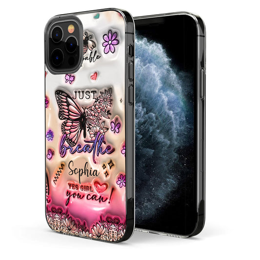 Coque de téléphone transparente personnalisée avec papillon et affirmations positives