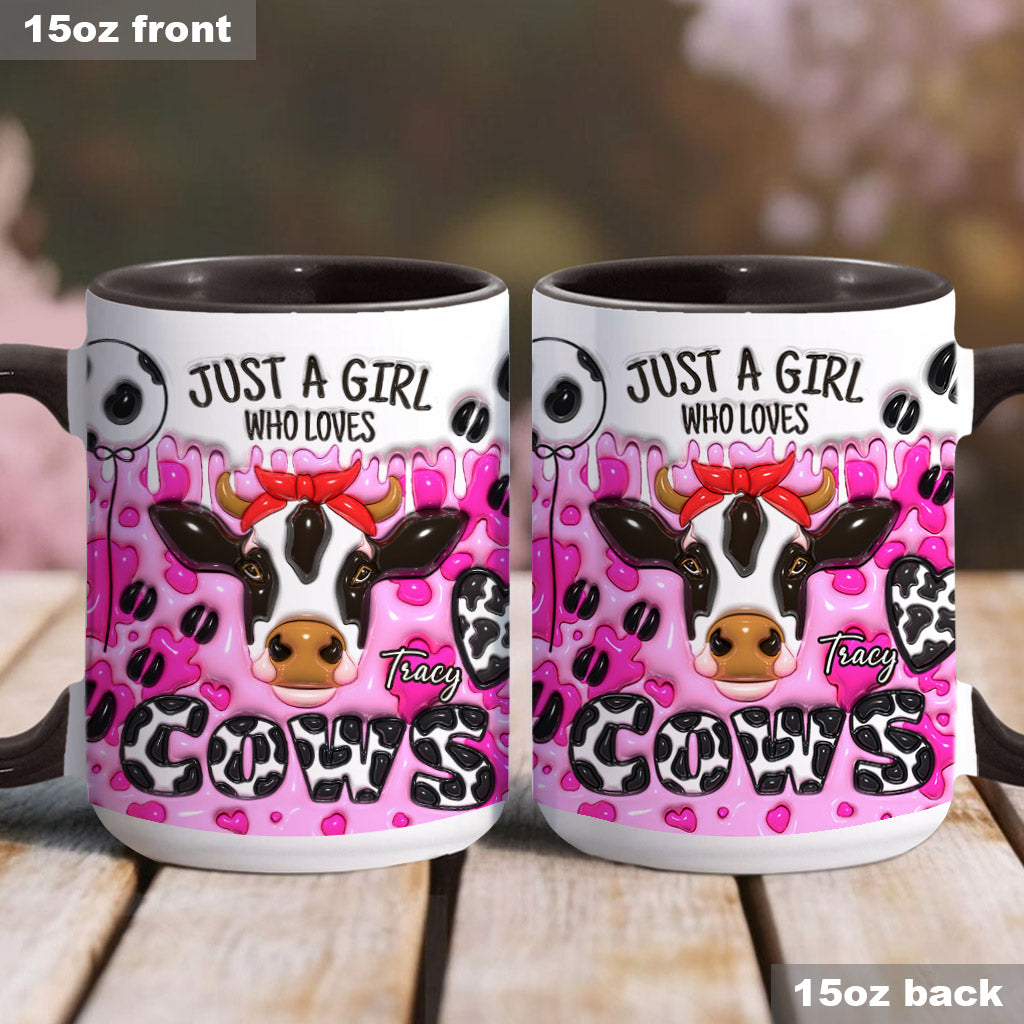 Mug personnalisé « Juste une fille qui aime les vaches » avec motif vache
