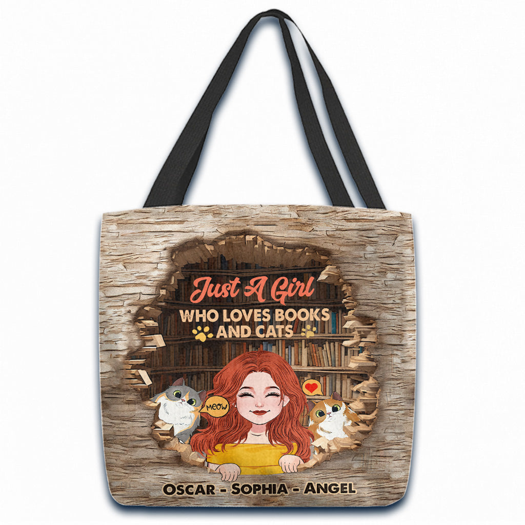 Love Books And Cats - Personalized Book Tote Bag