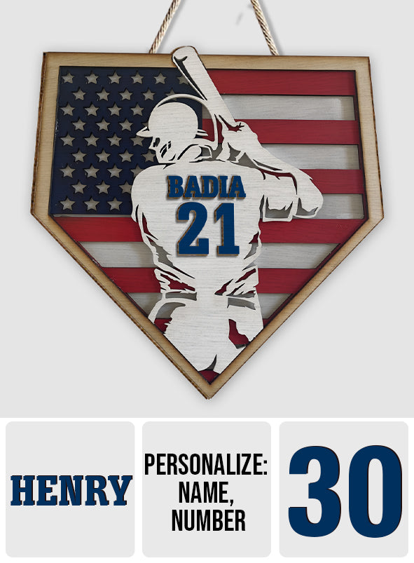 Saison de baseball - Panneau/Plaque en bois personnalisé à 2 couches