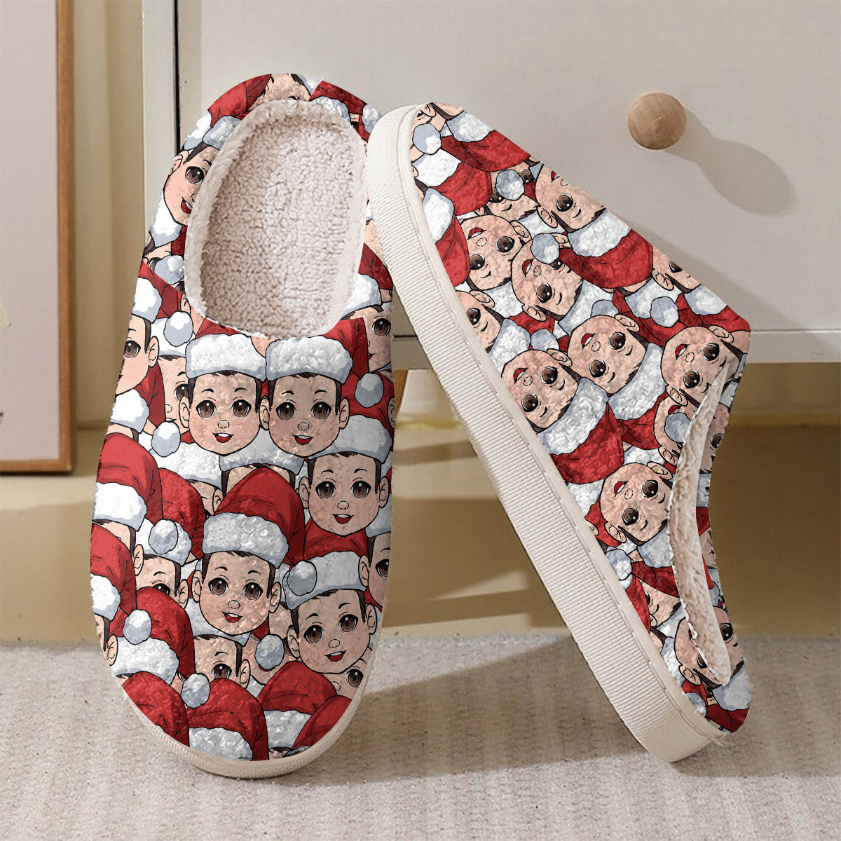 Pantoufles assorties pour toute la famille avec des motifs chibi amusants - Pantoufles personnalisées pour toute la famille