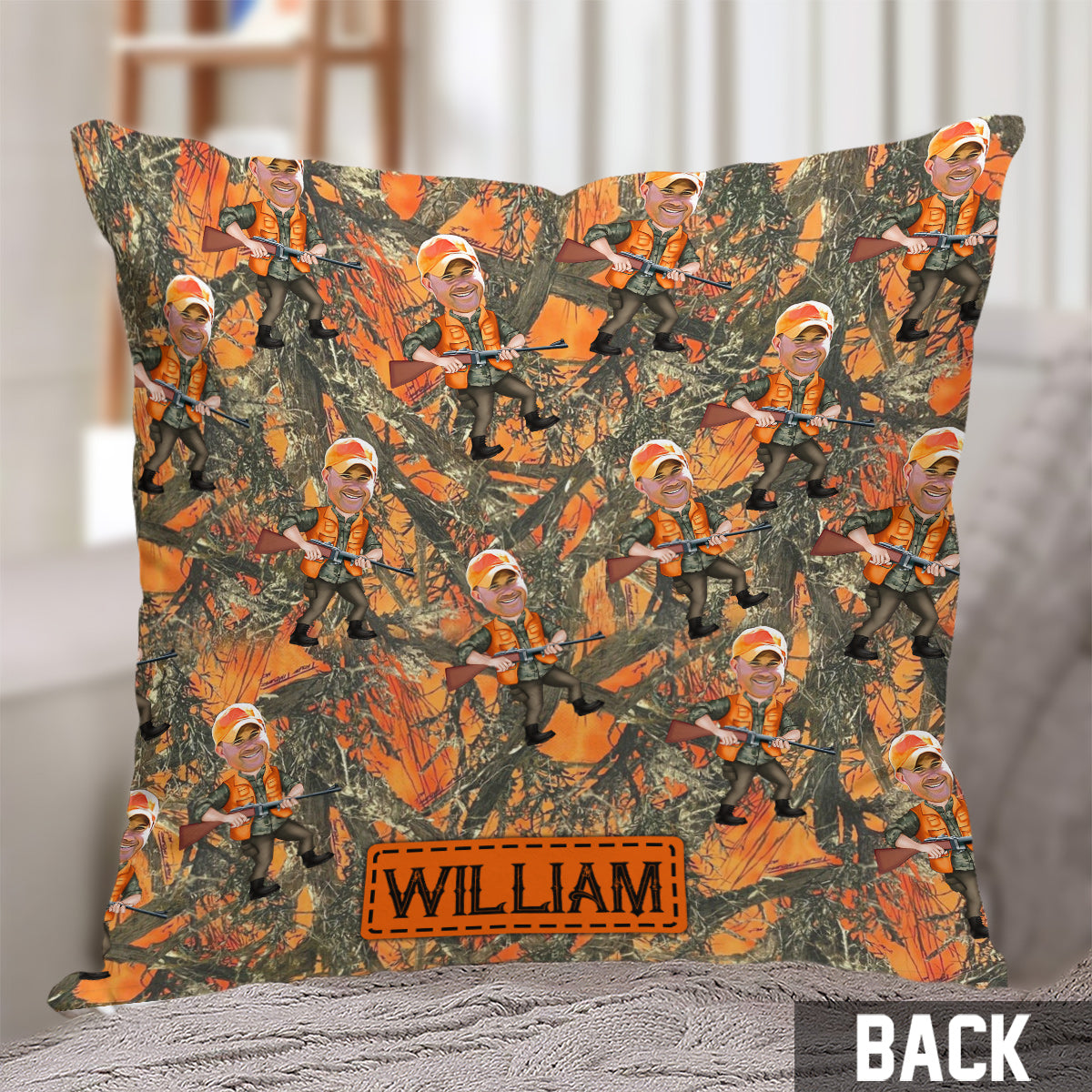 Coussin décoratif personnalisé avec photo de chasseur