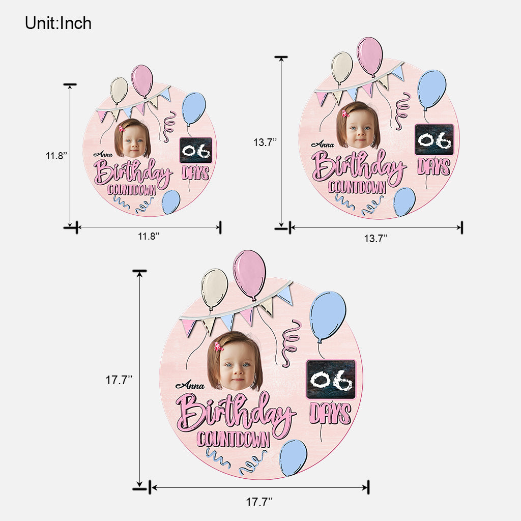 Compte à rebours d'anniversaire - Panneau en bois personnalisé pour la famille