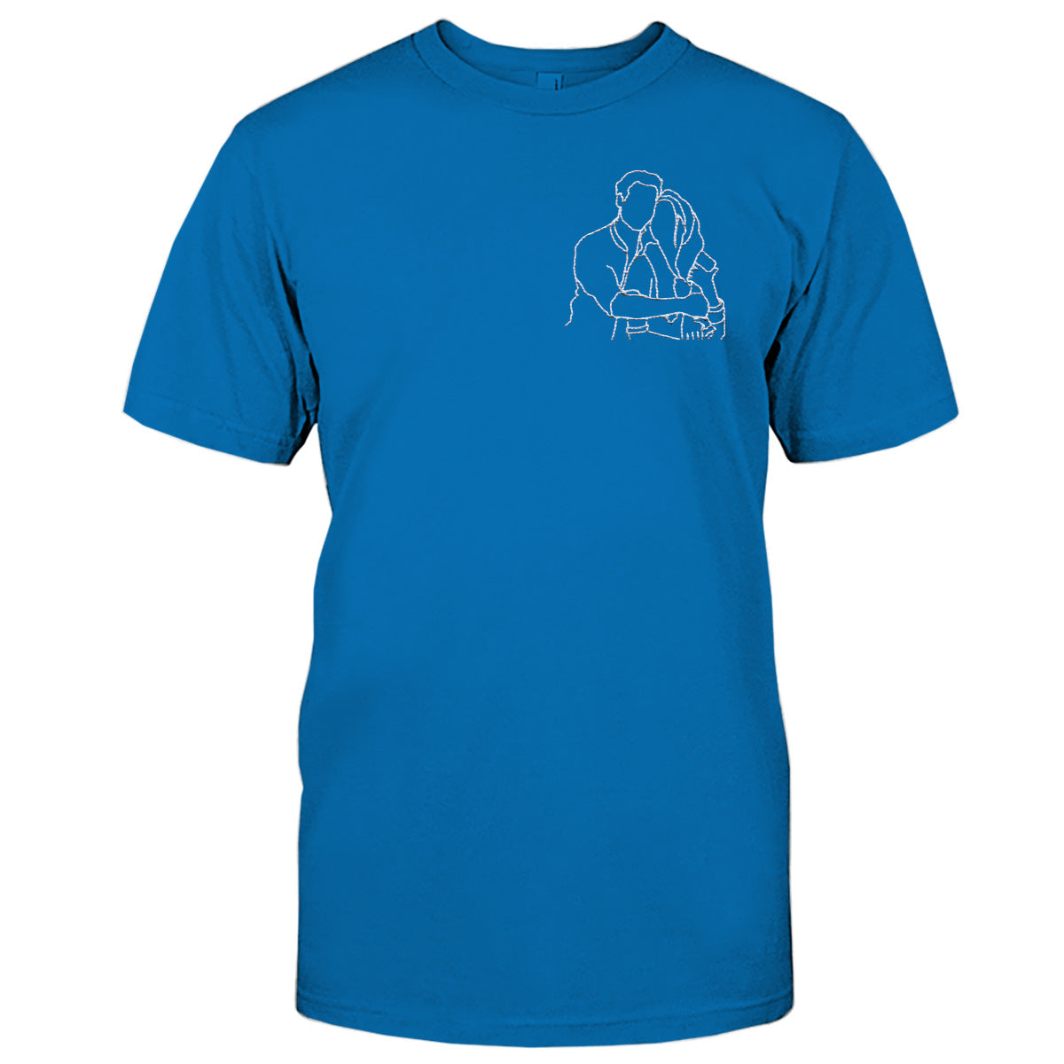 Custom Line Art - Personalized Couple Embroidered T-shirt