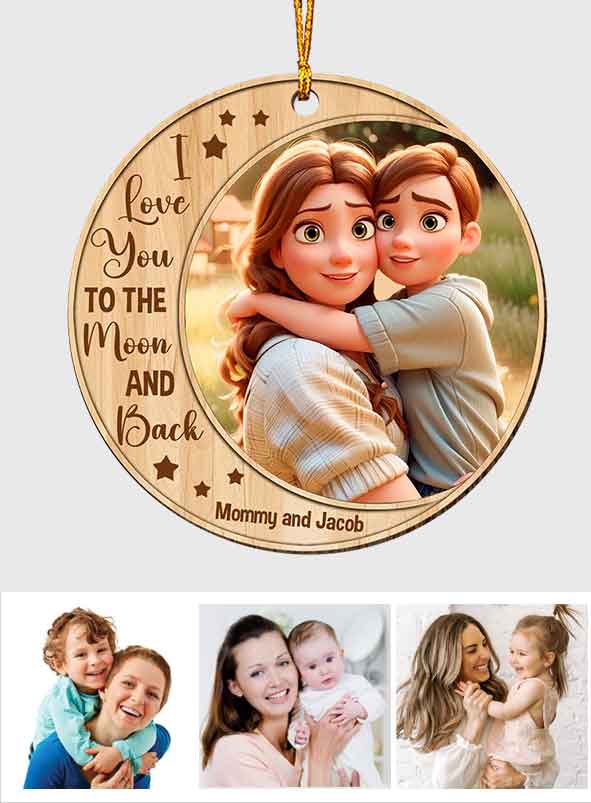 Je t'aime jusqu'à la lune et retour - Cadeau pour maman - Ornement personnalisé