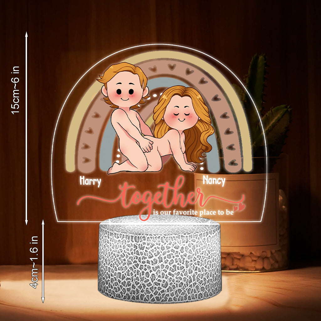 Together Is Our Favorite Place To Be - Personalized Couple Shaped Plaque Light Base