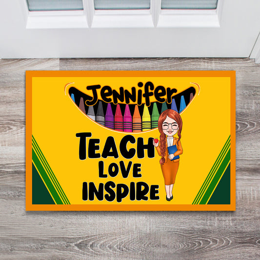 Enseigner, aimer, inspirer - Paillasson personnalisé pour enseignants