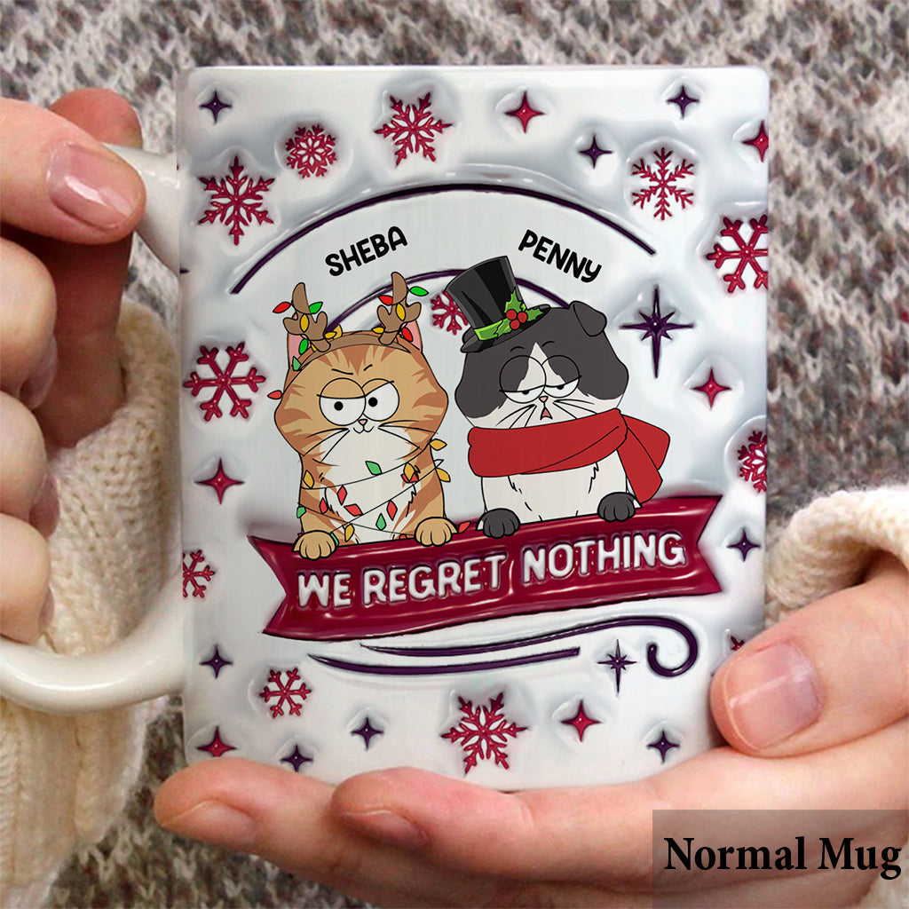 Cher Père Noël, nous ne regrettons rien - Mug chat personnalisé