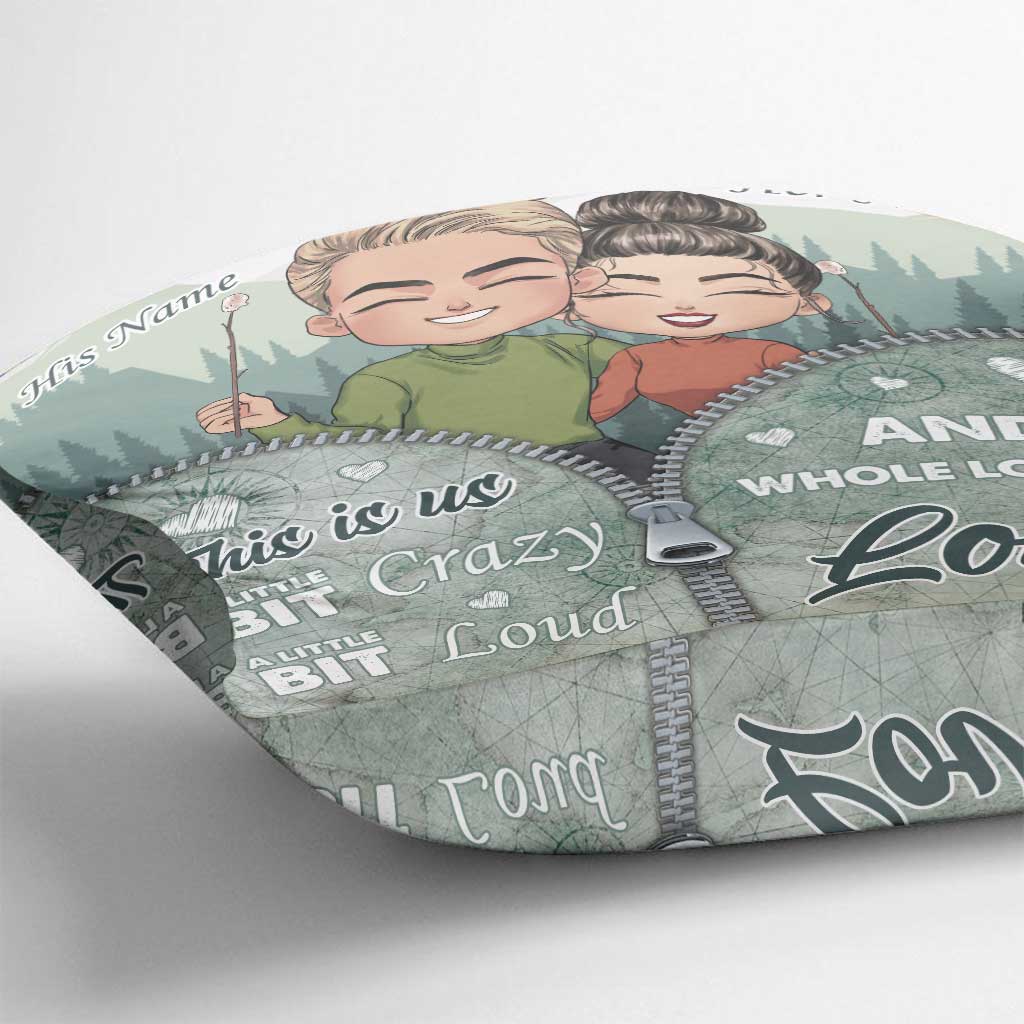 Coussin décoratif de camping personnalisé « This Is Us » (couple de camping).