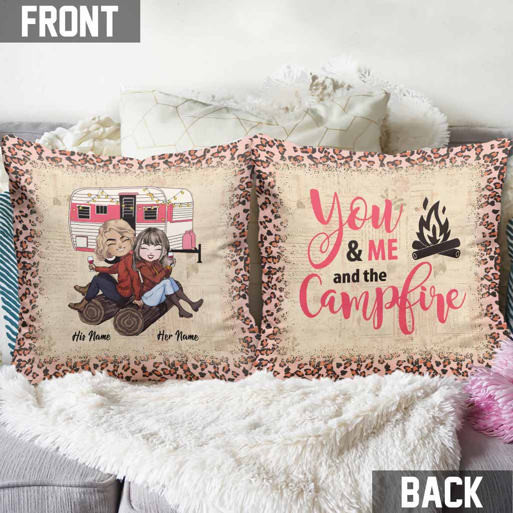 Coussin décoratif de camping personnalisé pour couple mari et femme