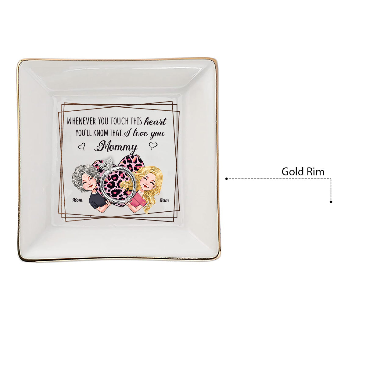 Chaque fois que vous touchez ce cœur - Cadeau pour maman, grand-mère, grand-père, fille, fils, petite-fille, petit-fils, épouse, époux, papa, tante, oncle, sœur, frère - Porte-bijoux personnalisé