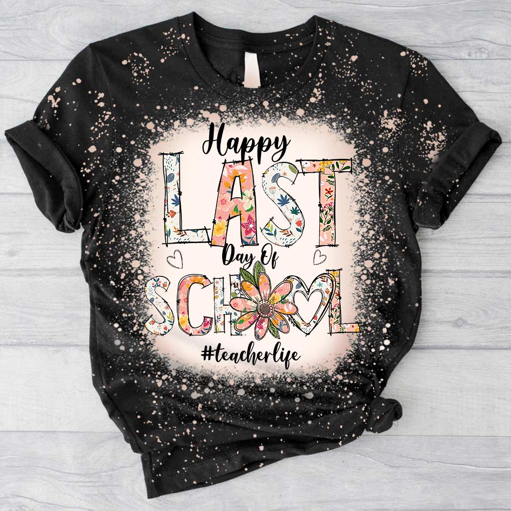 Joyeux dernier jour d'école ! T-shirts délavés personnalisés faits main pour les enseignants