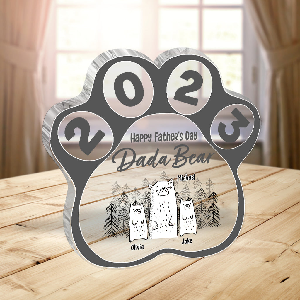 Happy Father's Day Dada Bear - Personalized Father Custom Shaped Acrylic Plaque