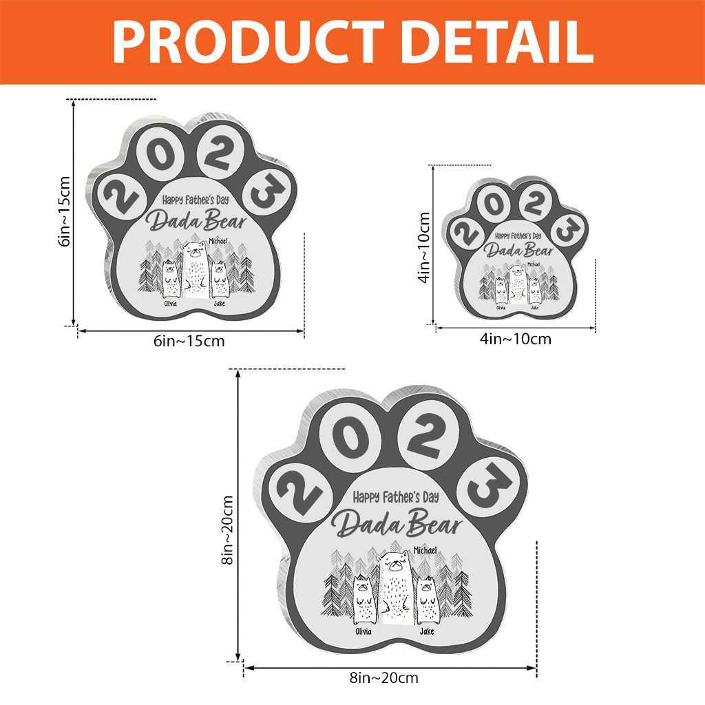 Happy Father's Day Dada Bear - Personalized Father Custom Shaped Acrylic Plaque