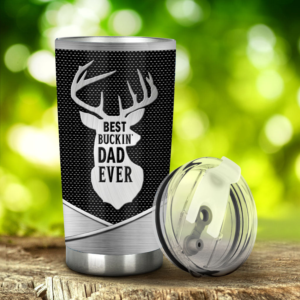 Gobelet isotherme personnalisé « Meilleur papa chasseur du monde » avec motif métallique imprimé - Gobelet de chasse personnalisé