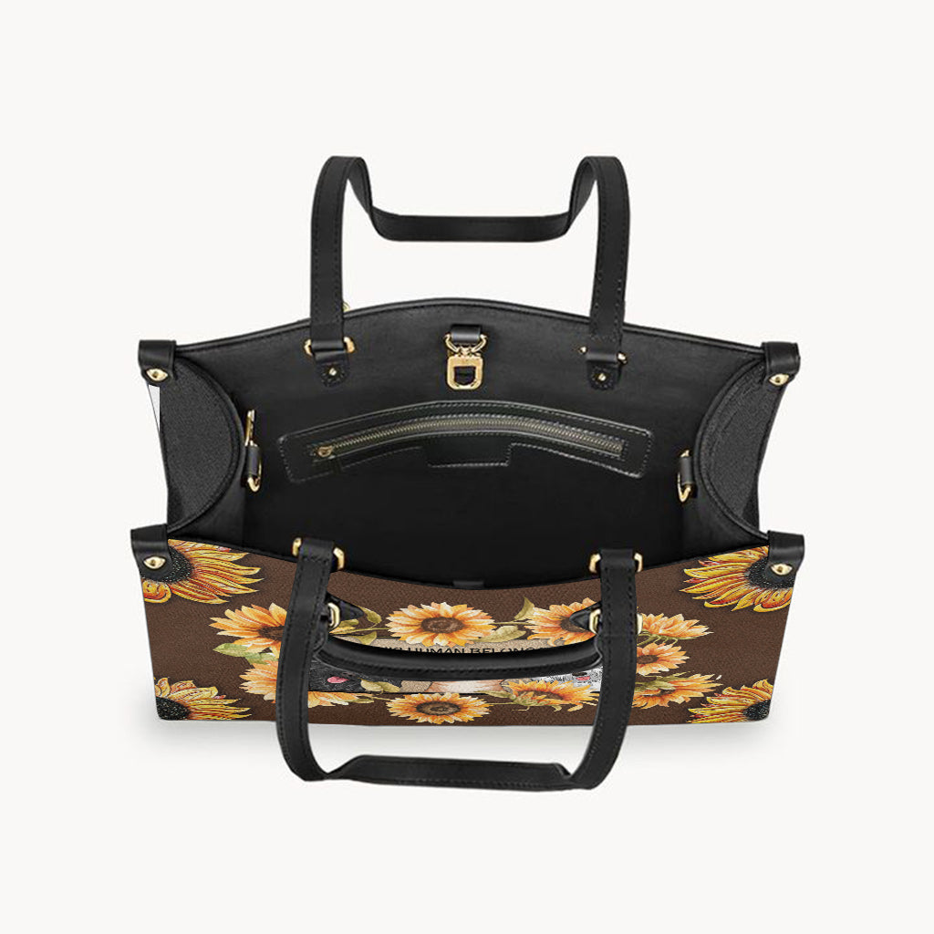 Ce humain appartient à - Sac à main en cuir personnalisé pour chien