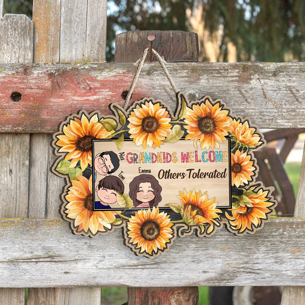 Bienvenue aux petits-enfants ! – Panneau en bois personnalisé pour grand-mère