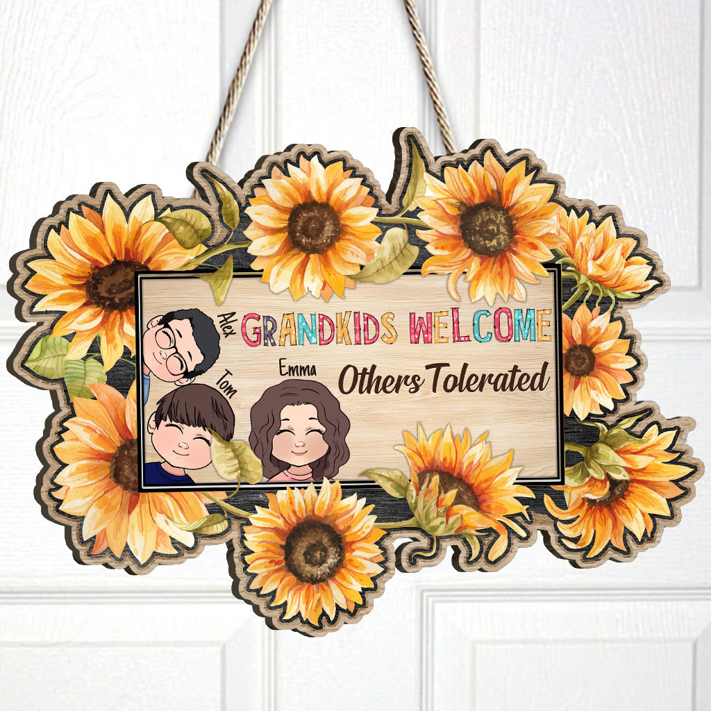 Bienvenue aux petits-enfants ! – Panneau en bois personnalisé pour grand-mère