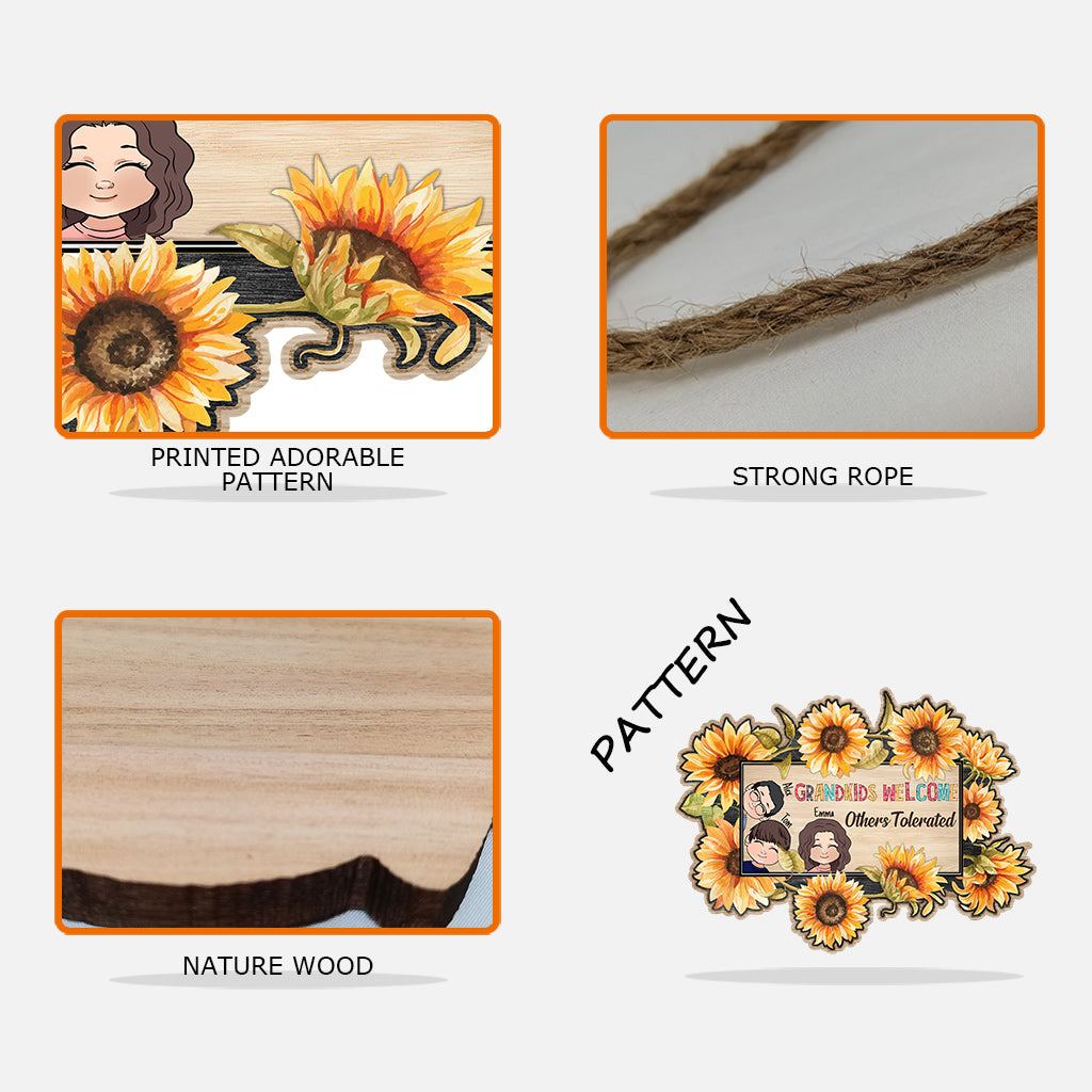 Bienvenue aux petits-enfants ! – Panneau en bois personnalisé pour grand-mère