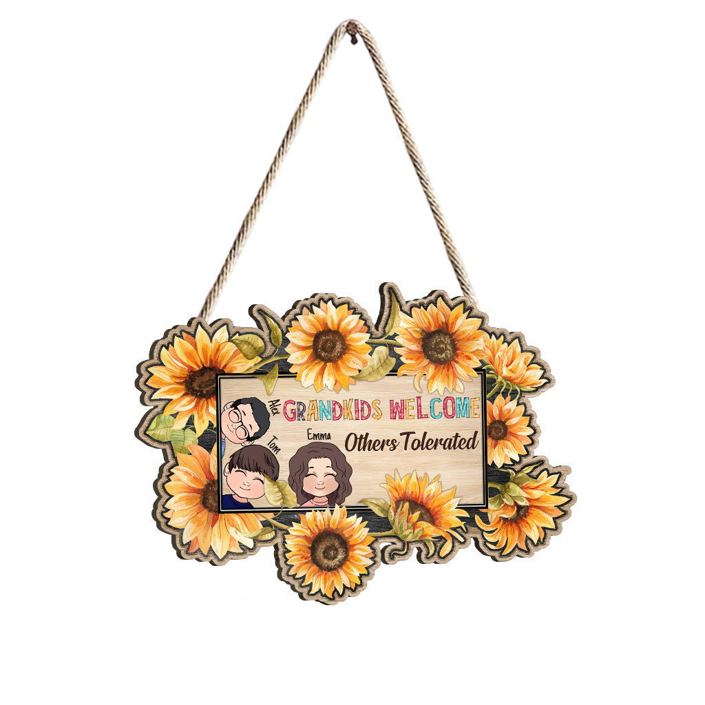 Bienvenue aux petits-enfants ! – Panneau en bois personnalisé pour grand-mère
