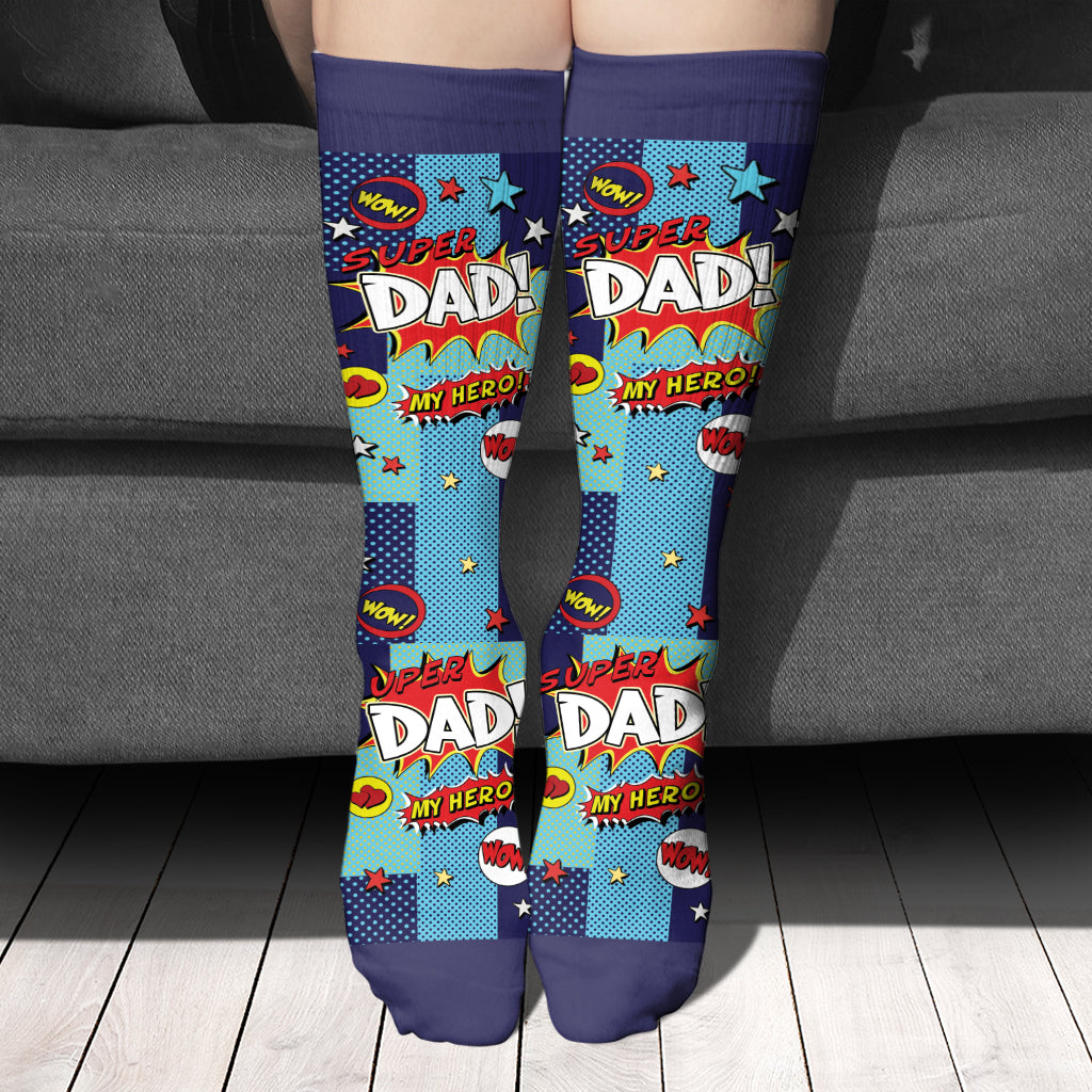 Super Papa - Cadeau pour papa, grand-père, oncle, frère - Chaussettes personnalisées