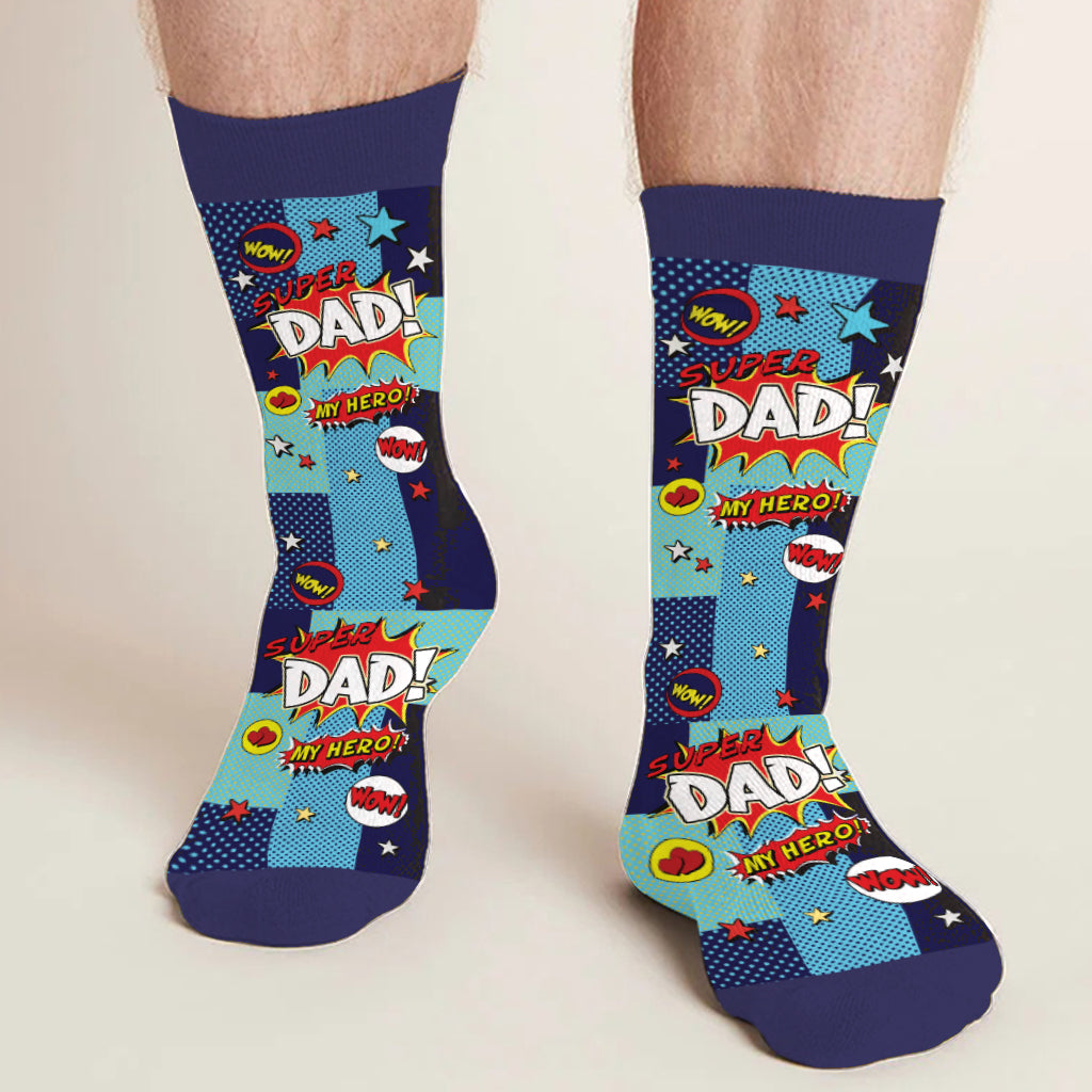 Super Papa - Cadeau pour papa, grand-père, oncle, frère - Chaussettes personnalisées