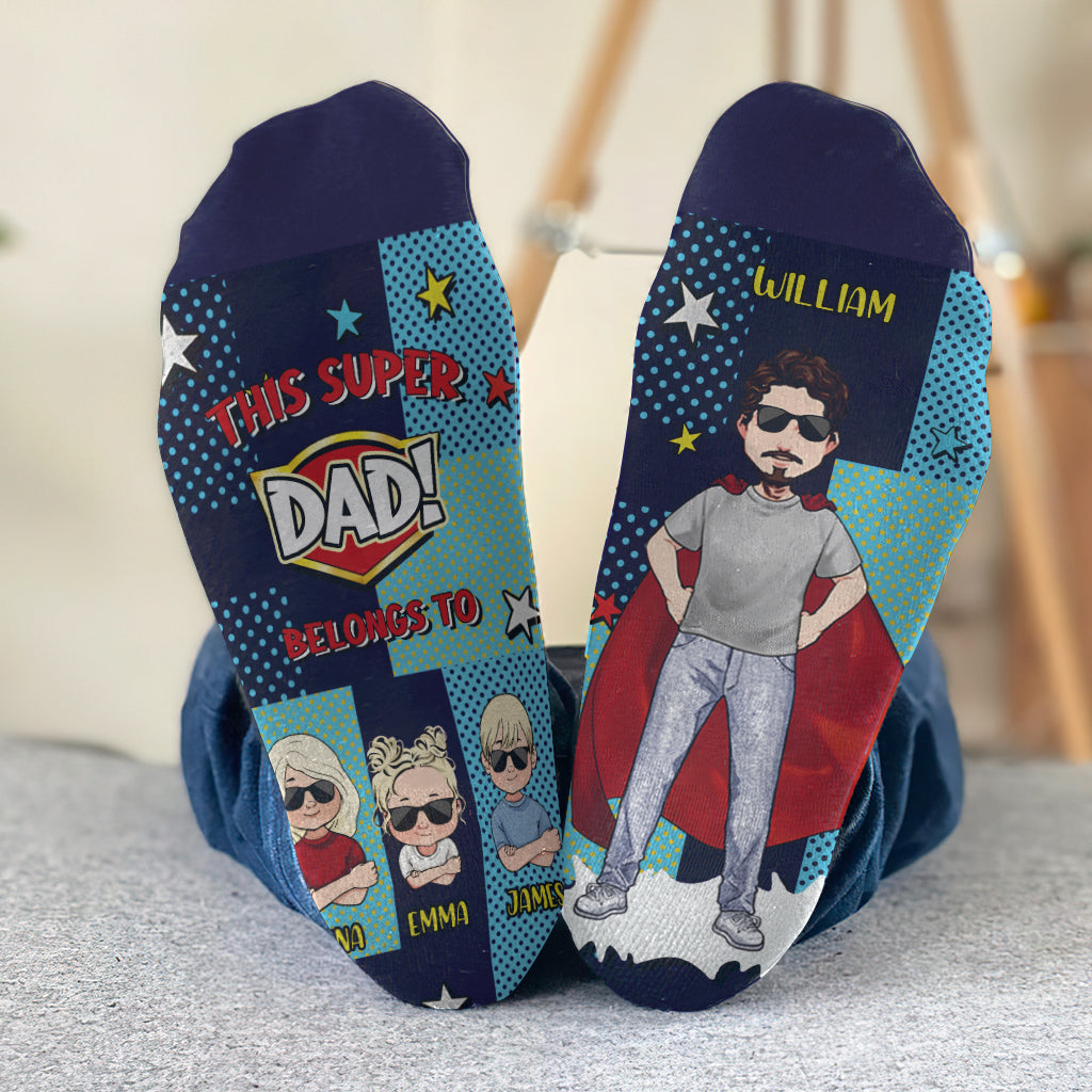 Super Papa - Cadeau pour papa, grand-père, oncle, frère - Chaussettes personnalisées