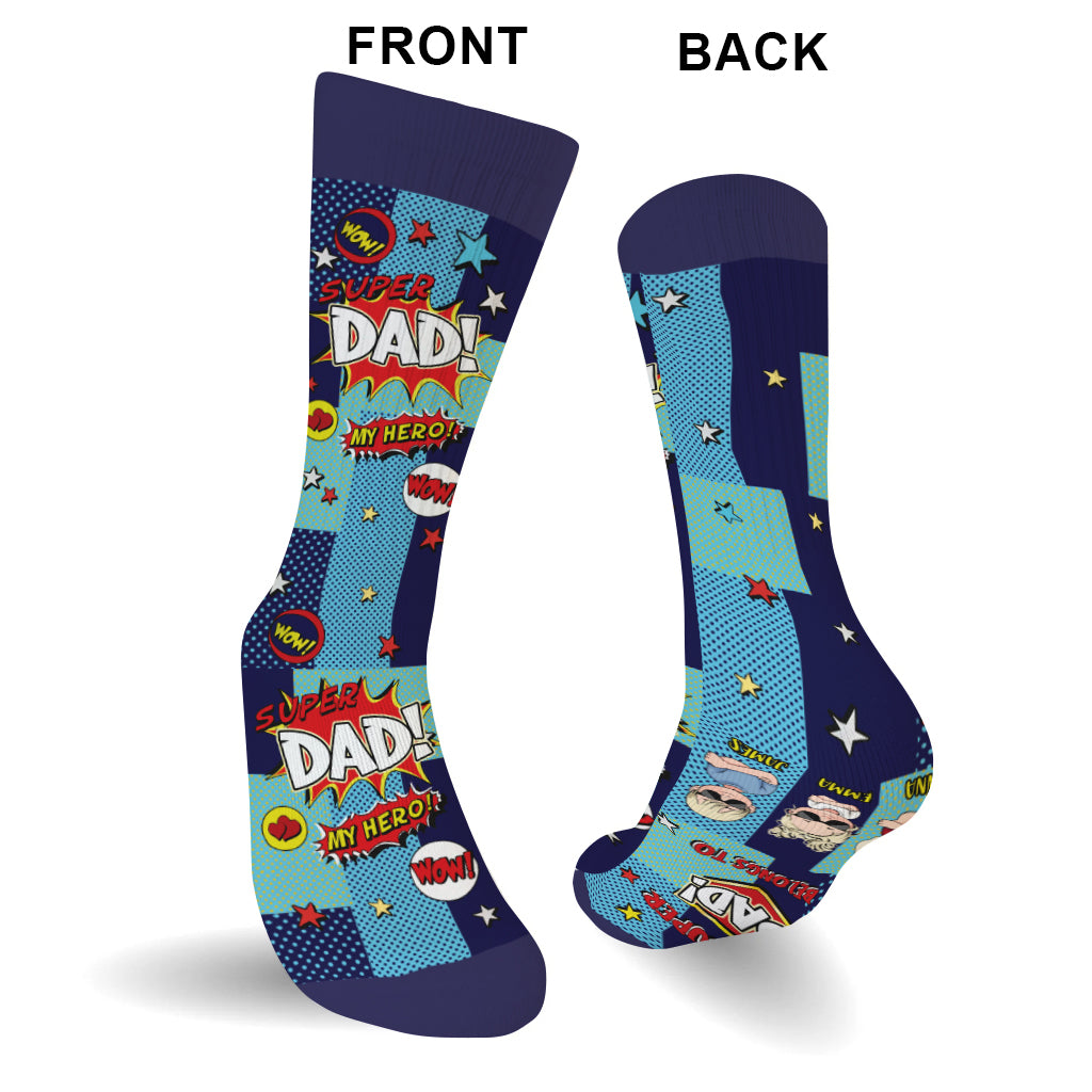 Super Papa - Cadeau pour papa, grand-père, oncle, frère - Chaussettes personnalisées