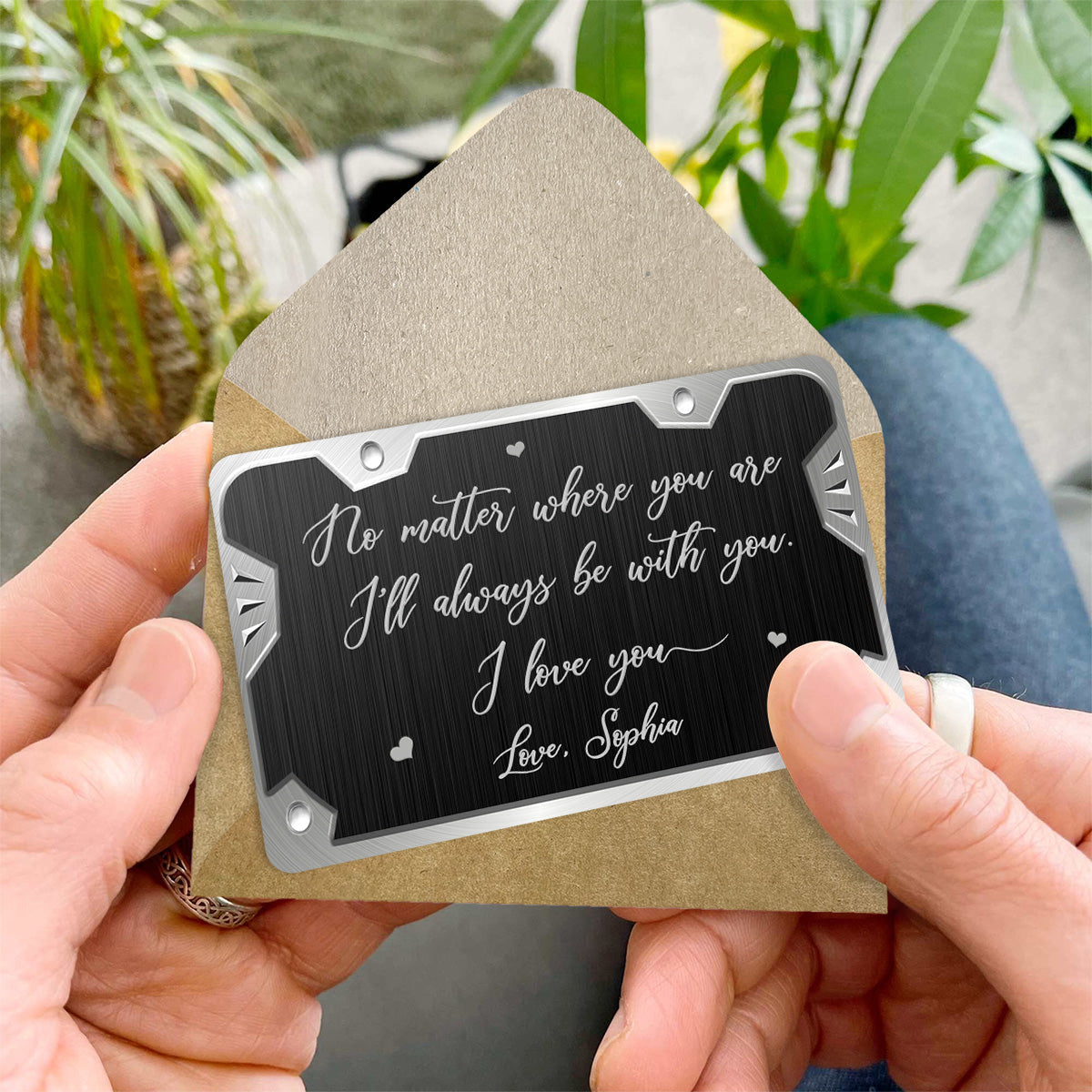 Où que vous soyez - Carte personnalisée pour portefeuille de couple pour la fête des pères