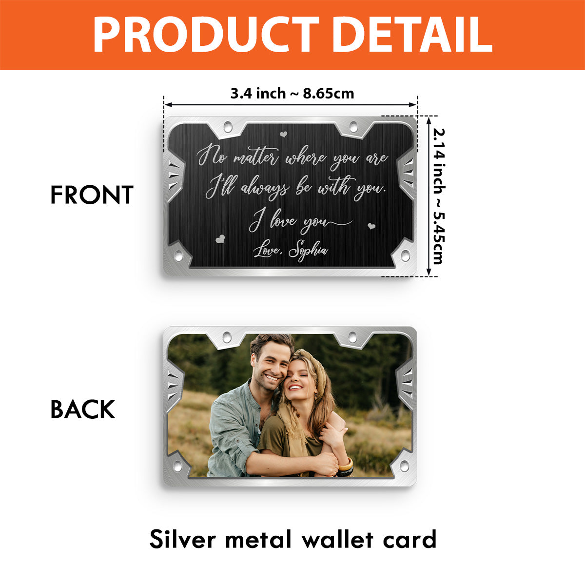Où que vous soyez - Carte personnalisée pour portefeuille de couple pour la fête des pères
